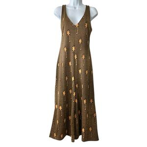 Anthropologie Hutch Women’s Cognac & Black Palm Tree Mimi Jumpsuit- Medium